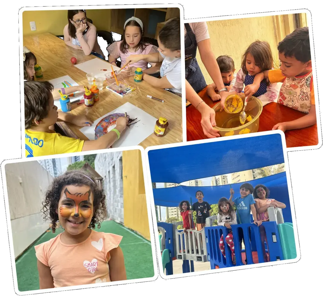 Crianças em atividades da colônia de férias